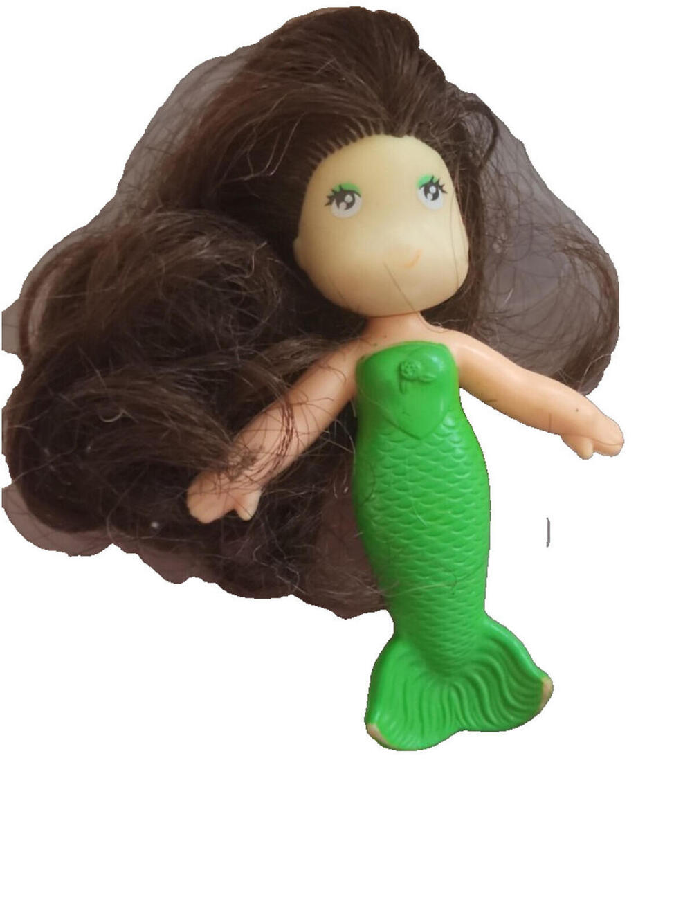 Original Kenner Sea Wees Shelly Mermaid Doll Green 4" Marked C.P.G. 1979